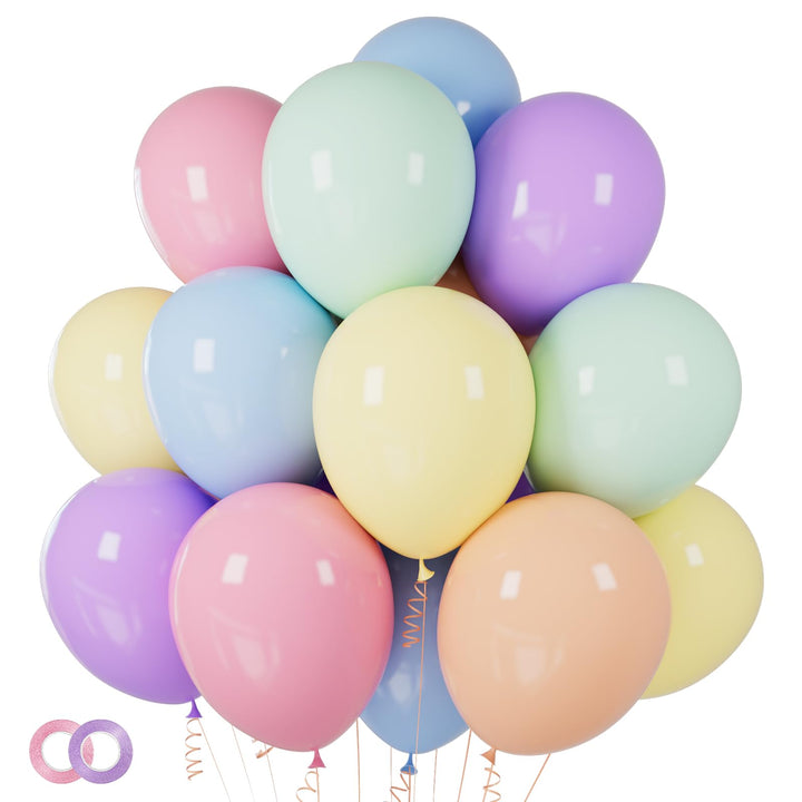 ASIYUHY Pastel Balloons 100 Pack 12 inch Multicolor Rainbow Latex Balloons | Thick Pastel Colors Helium Balloons Easter First Birthday Rainbow Party Baby Bridal Shower Wedding Photo Booth Decorations