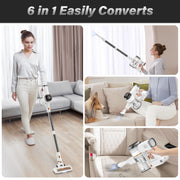 Tikom V500 Cordless Vacuum Cleaner for Home, 40000Pa/450W Stick Vacuum with LED Touch Screen, Charging Wall Dock, Anti-Tangle, Lightweight Handheld Vacuum for Pet Hair, Hard Floor, Carpet