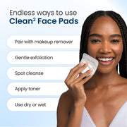 Clean Skin Club Clean² Pads 2.0 [NEW & Improved Edges] Guaranteed Not to Shed & Tear Face Pads, Unique Triple Layers, Textured & Ultra Soft Side, Organic Disposable Cotton, Pair with Makeup Remover