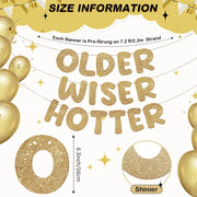 Fulmoon Older Wiser Hotter Banner Birthday sign, Champaign Gold