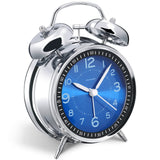 Peakeep Loud Alarm Clock for Heavy Sleepers Adults, Metal 4 Inches | Twin Bell Battery Operated Analog Alarm Clocks for Bedrooms Kids' Room Decoration (Jewel Blue)