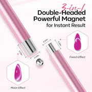 Modelones Cat Eye Magnet for Fall Brown Cat Eye Gel Polish 5PCS | 3-in-1 Dual-head Magnet Pink Nail Magnet for Cateye Gel Polish, Side Light Wide Light Glass Glow Effects DIY Nail Art Tool