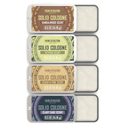 Viking Revolution Solid Cologne Set - Variety 1-0.5 oz (4 Pack) | Includes Cedar Wood, Clary Sage, Vetiver & Sandalwood - Travel Wax Colognes - Great Gift Set for Men