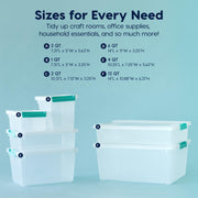IRIS USA Storage Bins with Lids |Made in USA| 6 Qt - (4-Pack) - Clear | 14"L x 11"W x 3.25"H - Sensory Craft Organizers, Plastic Clip Box Totes, Containers for Paper, Office, Art & Study Supplies