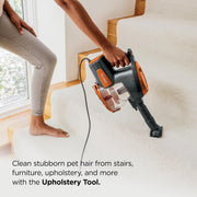 Shark Rocket Corded Stick Vacuum, Carpet & Hard Floors, Gray/Orange, HV301 | Under 9 Lbs., Handheld Conversion, Pet Hair Pickup, Swivel Steering, Low-Profile Reach, Crevice and Upholstery Tools
