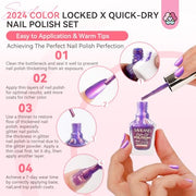 SAVILAND 6Pcs Ombre Nail Polish Set Charm Pink Blue Gold Purple | Quick Dry Pearl Summer Fingernail Polish Colors, Plant-based Castor Oil, Natural Nail Lacquer, Women Gift Home Manicure DIY