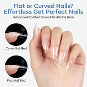 Modelones Short Almond Nail Tips 360pcs Clear Pre-etched Fake Press On Nail | Clear Soft Full Cover Half Matte Acrylic Gel Tips Extension for Salon & Home Use 15 Sizes
