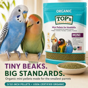 TOP's Mini Parrot Pellets 1 lb, USDA Organic Certified, Non-GMO Bird Food