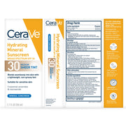 CeraVe Tinted Sunscreen for Face, Mineral SPF 30 Moisturizer, Medium, 1.7oz