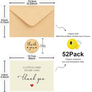 52 Pack 210GSM | Thank You Cards | Thank You Cards & Notes with Envelopes | Pefect for Baby Shower, Wedding, Teacher, Graduation, Business, Holiday, and Christmas | Teacher Appreciation Gifts