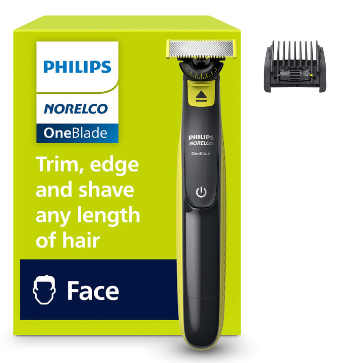 Philips Norelco OneBlade 360 Hybrid Face Trimmer and Shaver, 5 Length Comb | Trim Edge & Shave, 5-in-1 Stubble Comb, 360 Contour Blade, Wet and Dry Use, 45-Minute Runtime, First Electric Shaver