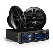 BOSS Audio Systems MCKG634B.6 Marine Boat Stereo, 6.5 Inch Speakers (Pair) | AM/FM radio receiver, USB and aux inputs, weatherproof design, dipole antenna, front and rear pre-amp outputs