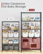 Sakugi Storage Shelves - 5 Tier Shelf Organizer, Heavy Duty Garage Shelving Unit with Leveling Feet, Stable Metal Shelves Organizer for Pantry, Kitchen and Closet, 33.0" W x 12.6" D x 72.0" H, Black