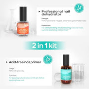 modelones Nail Dehydrator and Primer, Acid Free Prep Kit for Base Coat | Natural Hema-Free dehydrator & Bond Primer Prep Kit, Acrylic Nail Supplies 2 Pcs 15 ml