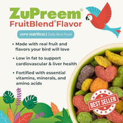ZuPreem FruitBlend Parrot & Conure Food, Uniform Bird Food, M/L, 3.5 lb | Bird Food Pellets, Real Fruit, Fruit Blend, Conures, African Greys, Caiques, Eclectus, Cockatoos, Medium Large Birds, USA
