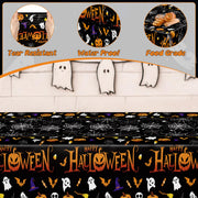 4 Pack Halloween Tablecloth 54 x 108 Inch Pumpkin Spider Web Table Cover | Disposable PE3 Plastic Tablecloth, Waterproof Tablecover for 6-8 Foot Tables, Halloween Pumpkin Decorations Party Tableware
