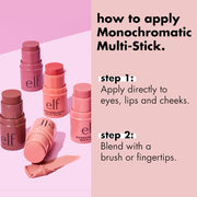 e.l.f. Monochromatic Multi Stick, Cream-to-Powder, Dazzling Peony | Creamy & Blendable for Eyes, Lips & Cheeks, Adds Shimmer, Lightweight Buildable Finish, Travel-Friendly, Vegan & Cruelty-Free