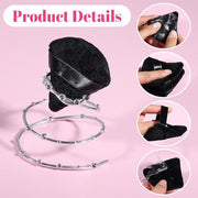 Pimoys Powder Puffs, 6 Pack Triangle Makeup Puff, Black | Soft Velour, Triangle and Round Design, Washable, Finger Strap, for Loose Powder