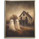 Vodefoad Retro Cute Ghost Decor Halloween Painting Spooky Silhouette Ghosts Haunted House Art Victorian Ghost Posters Pictures for Living Room, Bedroom, Bathroom, halloween Room decor - 8x10 Inch Unframed