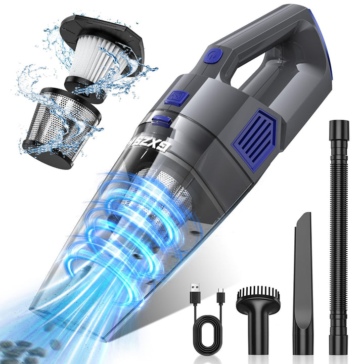 Gxzsk Handheld Vacuum Cordless, Hand Held Car Vacuum Cleaner, Hand Vacuum | 15000PA Strong Suction, Rechargeable, Portable, Multi-Nozzles & Washable Filter, For Home Office, Car, Pets