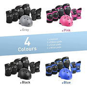 JBM Adult & Kid Skating Protective Gear Set for Beginner to Advanced, Skateboard Helmet Knee and Elbow Pads with Wrist Guards for Inline Roller Skating, Scooter, Skateboarding