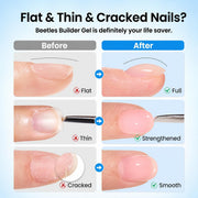 Beetles Builder Gel for Nails with Gel Base and Top Coat Set 3Pcs | 3-Step Clear Builder Nail System for Nail Overlay, Strengthening and Apex Building, UV Lamp Cured