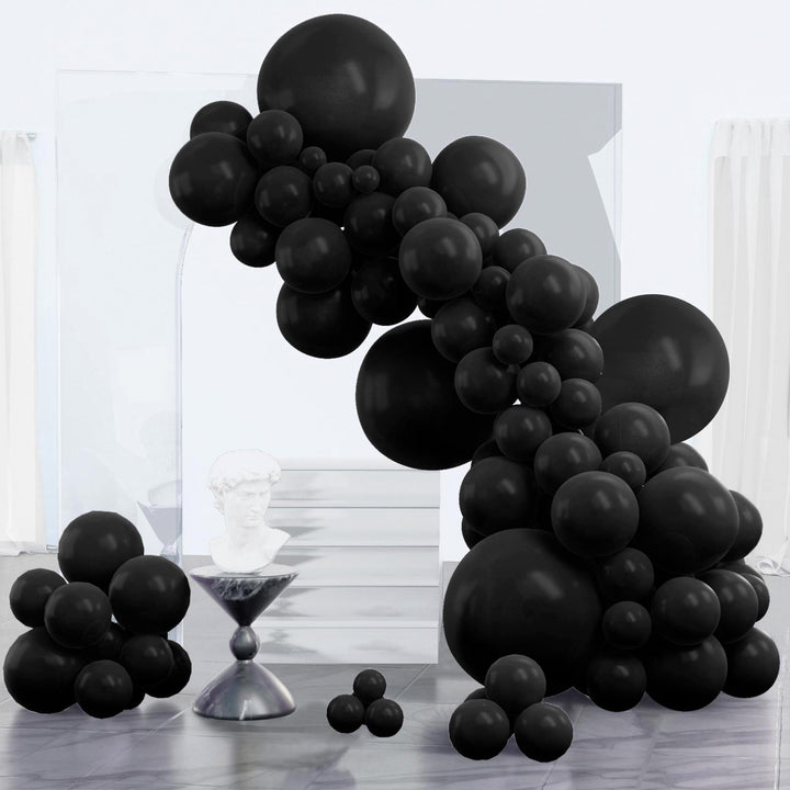 PartyWoo Black Balloons 152pcs Different Sizes of 18 12 10 5 Inch | Balloons for Baby Shower Birthday Graduation Casino Gaming Anniversary Race Car Baby Party Decorations Black-Y18
