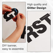 BEISHIDA Glitter Black 116 PCS A-Z DIY Letter Custom Banner Party Decor | 111 Letters&Numbers,3 Rope,2 Threading Device,Personalized Party Banner Decorations,Birthday,Graduation,Wedding