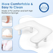 LIONVISON Arm Rest for Nails Tech: U-shaped Adjustable Nail Armrest | PU Leather Manicure Hand Stand Rest for Manicurists - Thick Non-Slip Pad Long-Lasting White