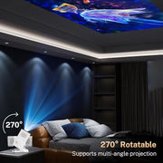 Built-in Apps 1080P 4K Support Mini Projector with Android 14, Phone Remote | Portable Smart Projector with WiFi 6 and Bluetooth 5.4 for Bedroom Auto Keystone Compatible with Netflix/iOS/HDMI/TV Stick X1