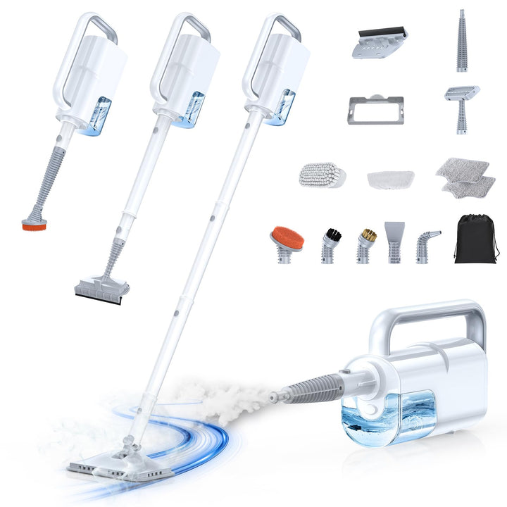 Steam Cleaner, 10-in-1 Detachable Handheld Steam Mop for Multi-Surface | 350ml Tank,10s Heat-Up,248°F Steam Cleaner,2-Level Control,Swivel Head for Carpet,Floor,Tiles,BBQ grill,Car Accessories