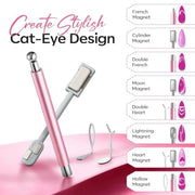 Modelones Cat Eye Magnet for Fall Brown Cat Eye Gel Polish 5PCS | 3-in-1 Dual-head Magnet Pink Nail Magnet for Cateye Gel Polish, Side Light Wide Light Glass Glow Effects DIY Nail Art Tool