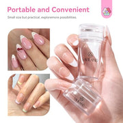 SAVILAND French Tip Tool Silicone Nail Stamper 4PCS | Long & Short Silicone Nail Stamp with Scrapers, Fast Easy French Nails, Nail Stuff for French Manicure Home DIY Salon