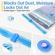 Fygrip 80% Space Saver Vacuum Storage Bags with Hand Pump, 20 Combo | Plastic Packaging Bags, Vacuum Seal Bags for Clothing, Travel Luggage, Blankets, Comforters