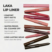 Laka Lip Liner - Creamy Matte Lip Contour | #02 Suede Pink | Muted Nude Pink | Precise Lip Liner Pencil for Shaping & Overlining | Long-Lasting Waterproof Formula | No Sharpening