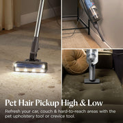 Bissell PowerClean FurFinder Corded Stick Vacuum, HEPA, 4282K | 30-foot power cord; self-standing design; bright headlights; tangle-free brush for pet hair pickup
