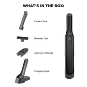 Shark WANDVAC Cordless Hand Vac, Black, WV201BK | Lightweight at 1.4 Lbs., Powerful Suction for Pet Hair, Charging Dock, One-Touch Empty, Car & Home, Duster Crevice Tool