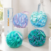 AmazerBath Loofah Sponge 75g/Piece, Exfoliating Bath Sponge Body Scrubber - Loofa Set of 4 Flower Color (Large, Green-Purple)