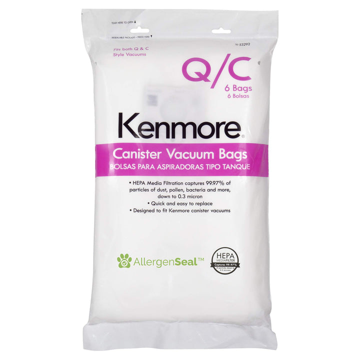 Kenmore 53292 Type Q HEPA Replacement Dust Bags, 6 Count