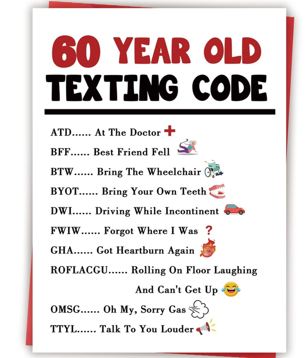 Funny 60th Birthday Card Gift Decorations for Women Men Him Her