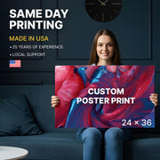 Custom Poster 24x36 inches - Same Day Printing Custom Print w/Your Photo | Premium Photo-Quality Paper - Personalized Custom Posters - Shipped in Strengthened Tube - Available in Matte or Gloss Finish