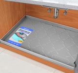 SIKADEER Waterproof Under Sink Mat 34" x 22", Silicone Mat Kitchen liner | BPA-Free Silicone Tray with Raised Lip Protect Cabinets from Leaks, Versatile Home Organizer for Bathroom, Pets, Boots, Floor