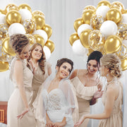 60pcs Gold and White Balloons 12inch with Metallic Gold Confetti Balloons | Wedding, Engagement, Baby Shower, Birthday Party Decorations