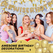 Fulmoon Older Wiser Hotter Banner Birthday sign, Champaign Gold