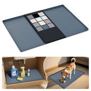 URMONA Waterproof Silicone Under Sink Mat, 31 x 22 in, Flexible Shelf Liner | Dark Grey, Pet Food Mat for Dog Bowls, Cat Litter Mat, Cabinet and Counter Protector for Kitchen and Bathroom, Easy to Clean.