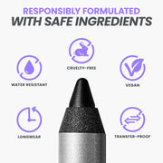 Wonderskin Eyeliner Pencil 1440 Longwear Eyeliner Waterproof & Smudge Proof | Waterproof deep black eyeliner, smudge-proof formula glides on smoothly for precise, long-lasting definition.
