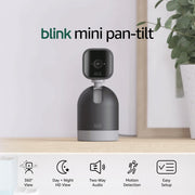 Blink Mini Pan-Tilt Camera (newest model), Rotating indoor plug-in smart security camera, two-way audio, HD video, motion detection, Works with Alexa (Black)