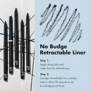 e.l.f. No Budge Retractable Eyeliner, Creamy, Ultra-Pigmented & Waterproof, Creates Bold & Defined Lines, Vegan & Cruelty-Free, Black