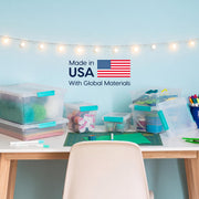 IRIS USA Storage Bins with Lids |Made in USA| 6 Qt - (4-Pack) - Clear | 14"L x 11"W x 3.25"H - Sensory Craft Organizers, Plastic Clip Box Totes, Containers for Paper, Office, Art & Study Supplies