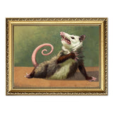 Gold Framed Funny Opossum Wall Art, Whimsical Possum Wall Decor Painting Cute Animal Poster Canvas Prints Picture for Bedroom Living Room 8x10 inch